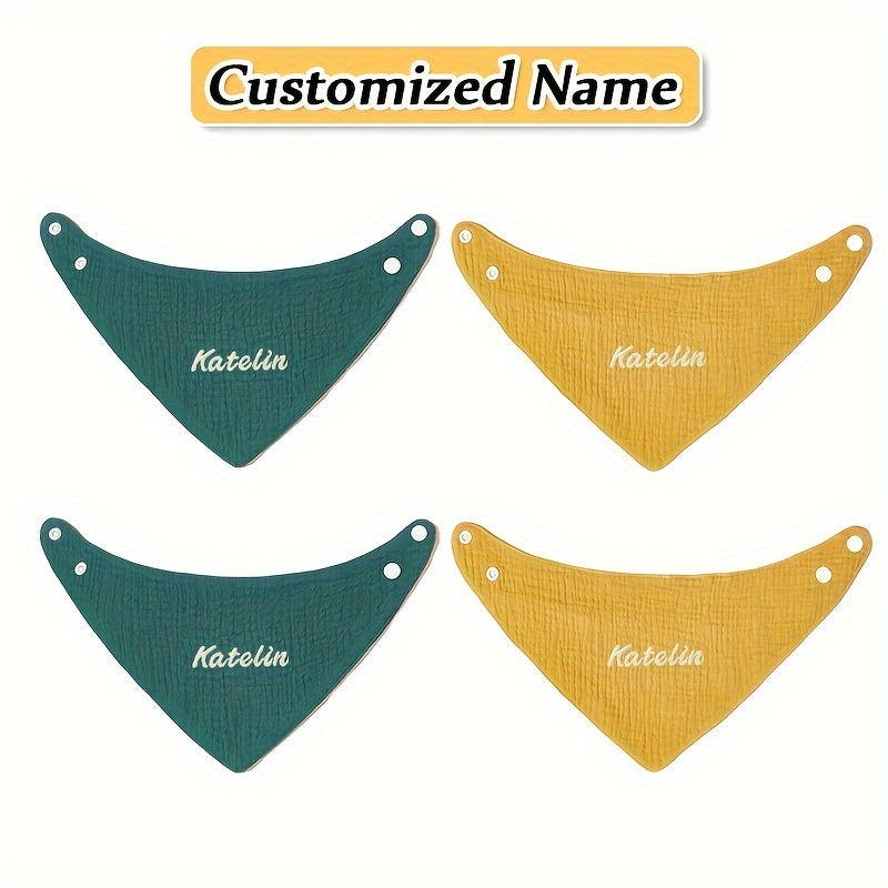 Set of 4 Kids Gauze Triangle Saliva Towels Adjustable Bib Soft Breathable Highly Absorbent