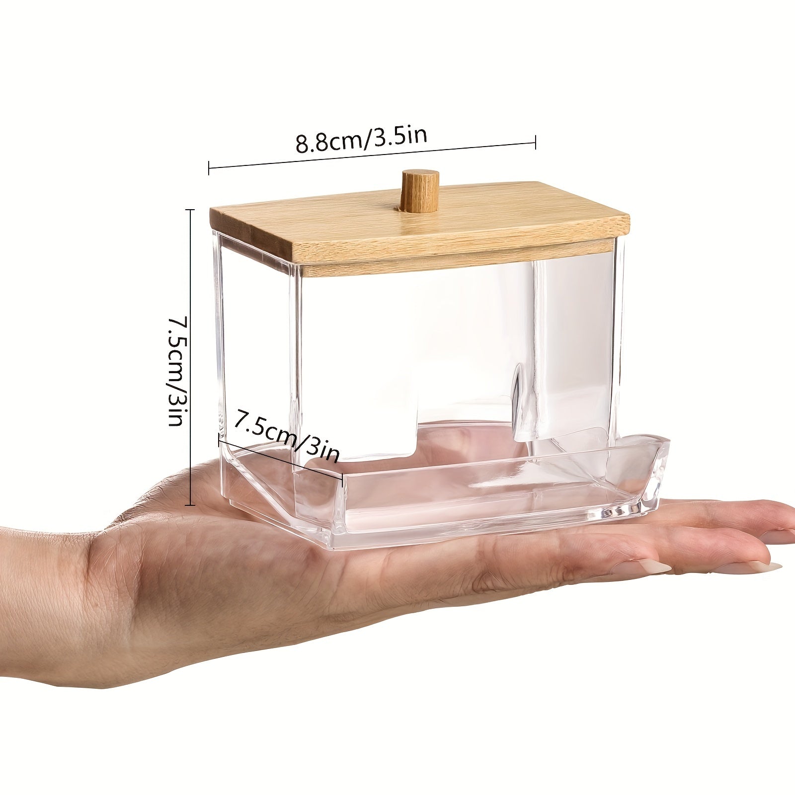 Acrylic Storage Containers with Wooden Lids for Dust-Proof Jewelry and Cosmetic Organization