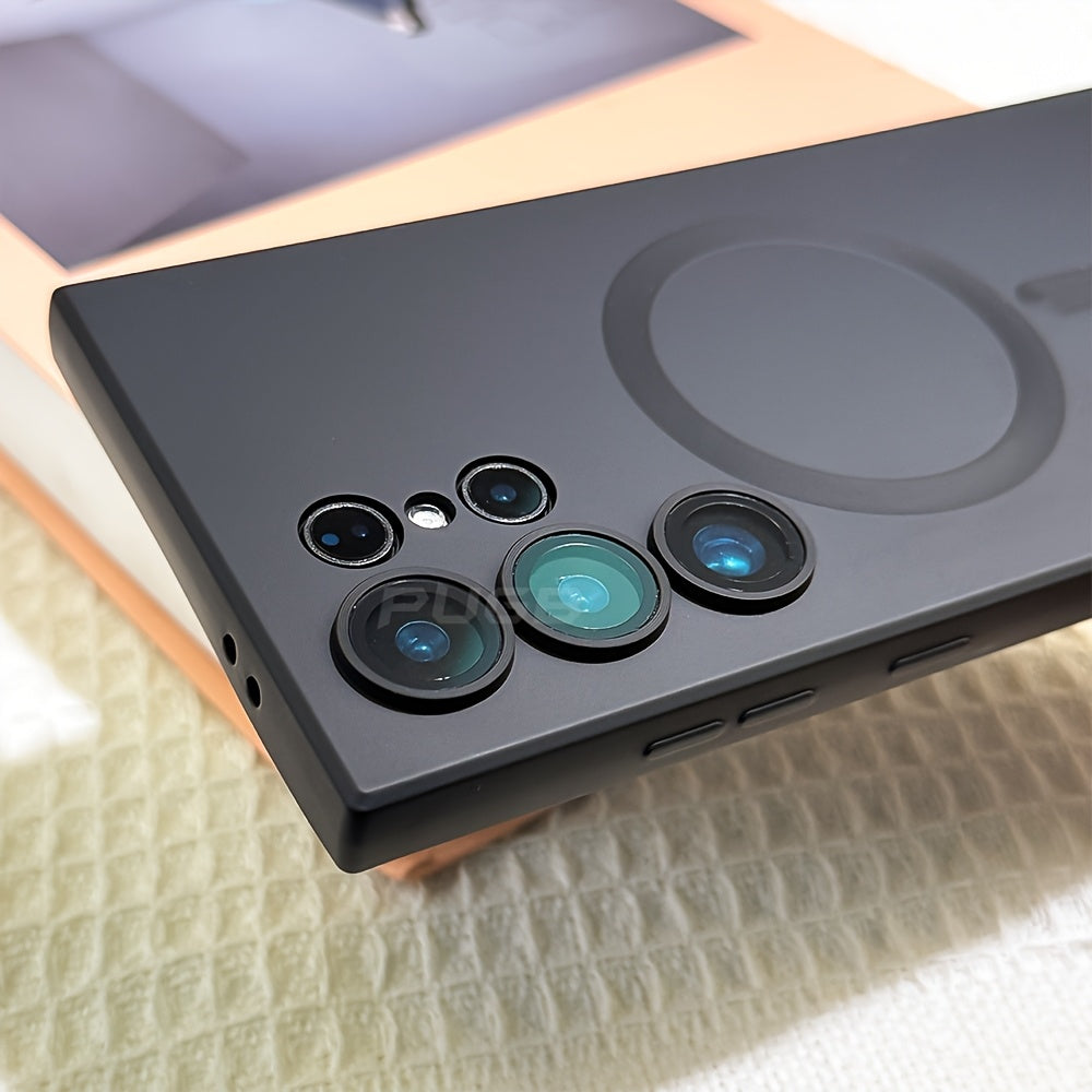 Matte Magnetic Phone Case with Lens Protector for Samsung Galaxy S24 S23 S22 S21 Ultra Plus Wireless Charging
