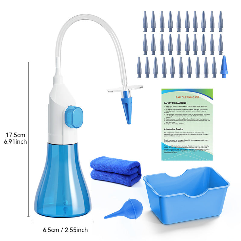 Ear Wax Removal Kit Manual Ear Irrigation Cleaner with Rinse Basin and 31 Reusable Tips