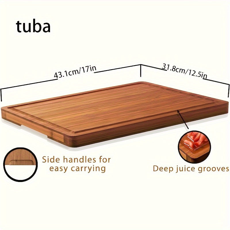 Bamboo Charcuterie Board with Handles and Juice Grooves for Serving Meats and Cheeses
