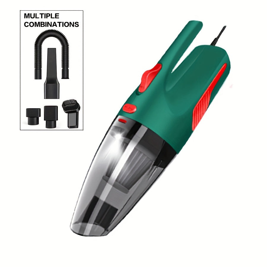 Aspiradora de interior para coche, verde y negra, de mano, con fuerte succión, eliminador de polvo