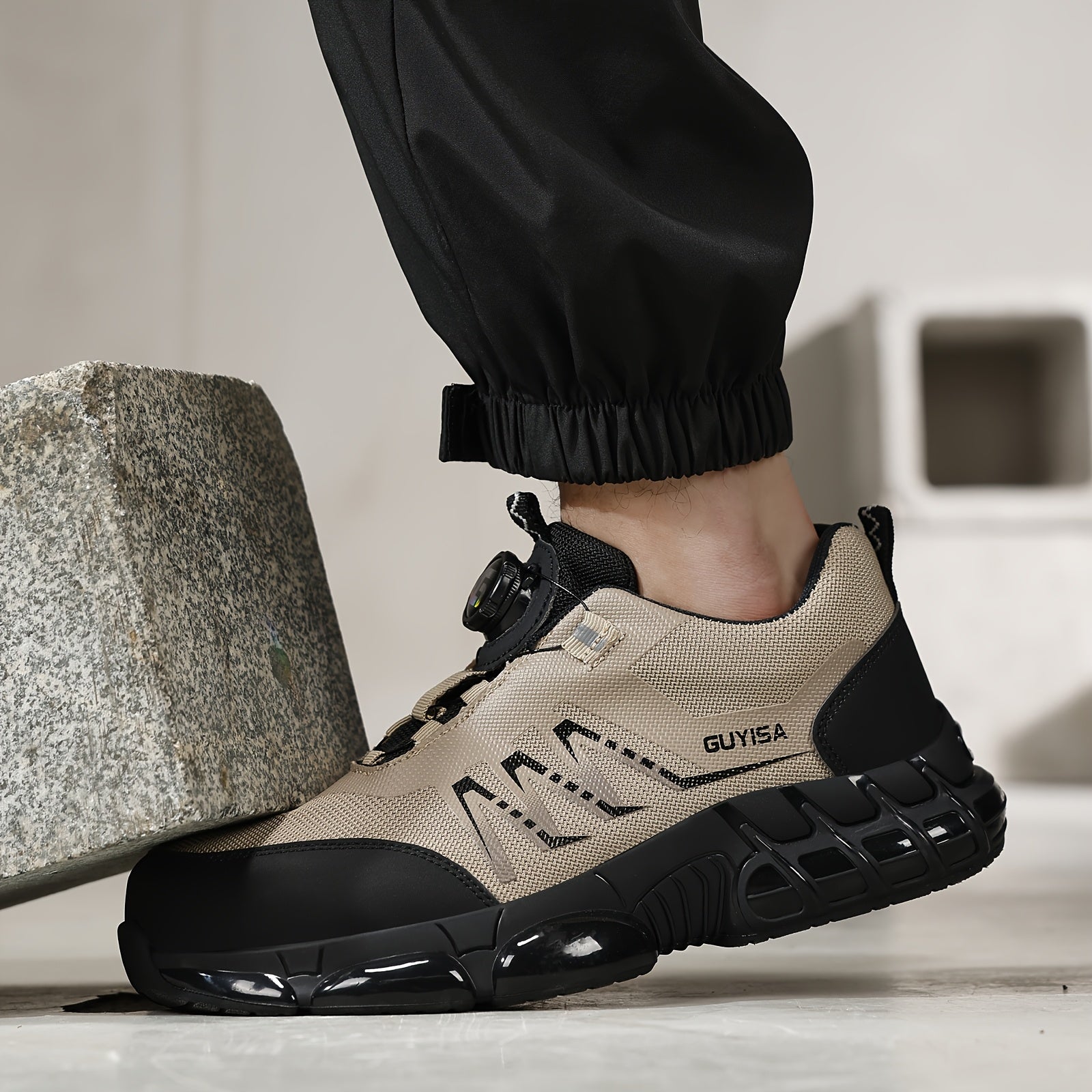 Women Steel Toe Safety Work Shoes Breathable Mesh Anti-Smash Puncture Black Beige