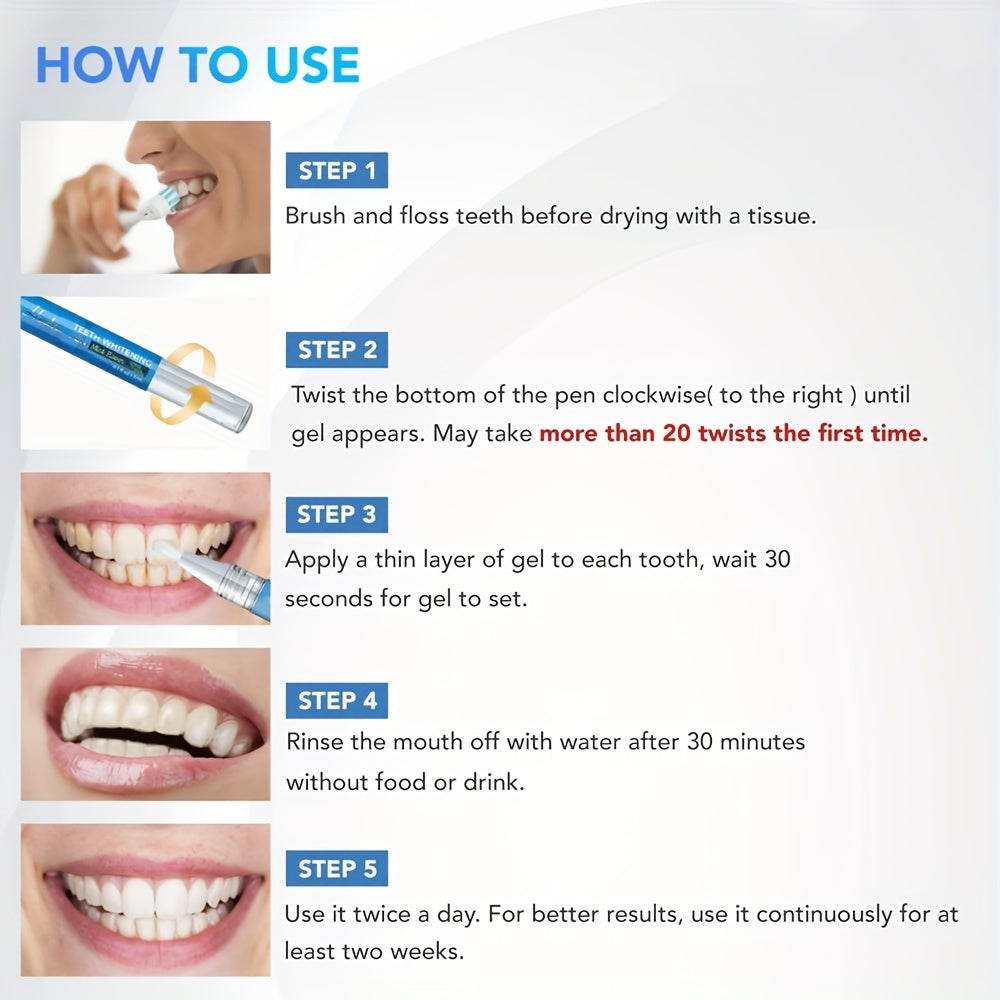 Teeth Whitening Gel Pen Mint Flavor 1-4 Pack 3mL Hypoallergenic Portable