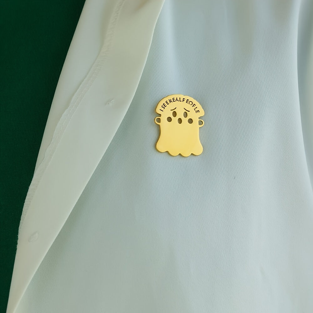 Pin de esmalte gótico personalizado de fantasma en acero inoxidable, regalo para Halloween y Día de los Muertos