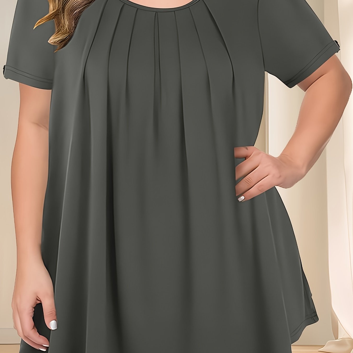 Women’s Plus Size Short Sleeve Blouse Polyester Casual Spring Summer