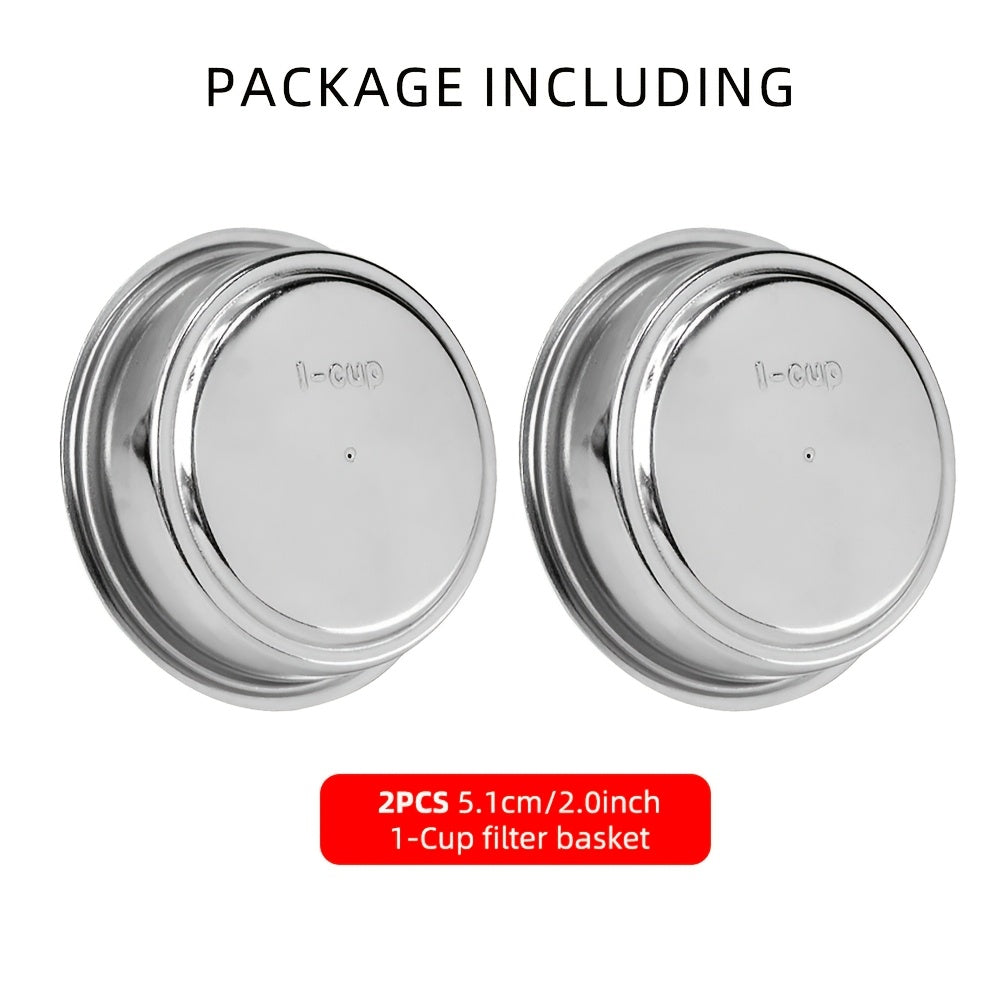 Espresso Filtr Savati - Ikki Qavatli Paslanmaydigan Po'lat, 51mm, Pressizlangan Puk Ekrani bilan. Gourmet Qahva Pishirish uchun Ikki Qavatli Portafilter O'rnini Bosuvchi.