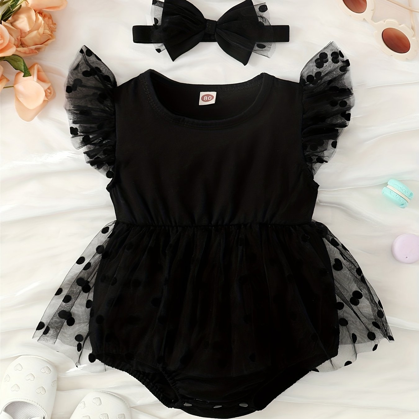 Baby Girl Chiffon Bodysuit with Flutter Sleeves for Parties and Holidays