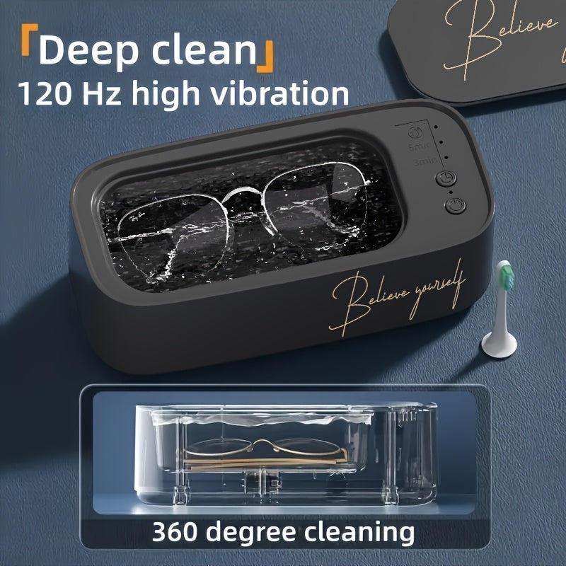 Portable 360° Vibrating Jewelry and Glasses Cleaner USB Rechargeable Deep Clean Tool