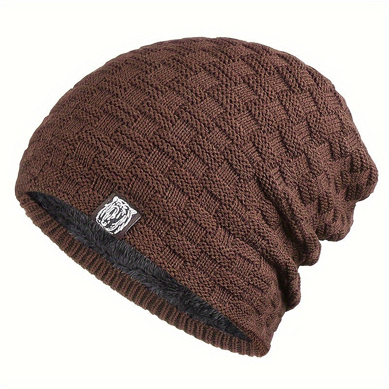 Men's Padded Knitted Cap Warm Winter Hat for Autumn and Cold Weather
