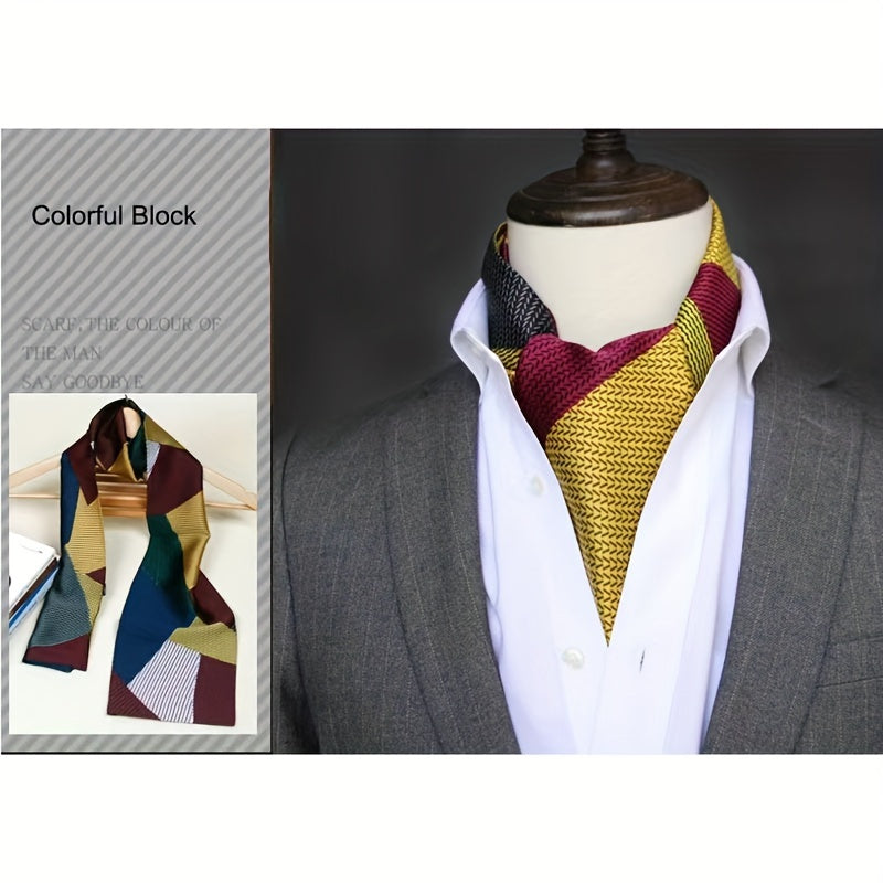 Men's Vintage Twill Scarf with Printed Double Layer for Business and Casual Wear