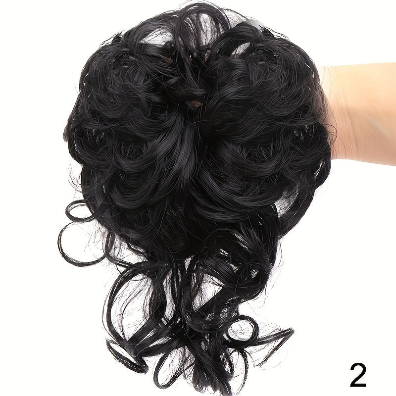 Women Messy Curly Donut Hair Bun Updo Synthetic Hair Extension 25.4cm