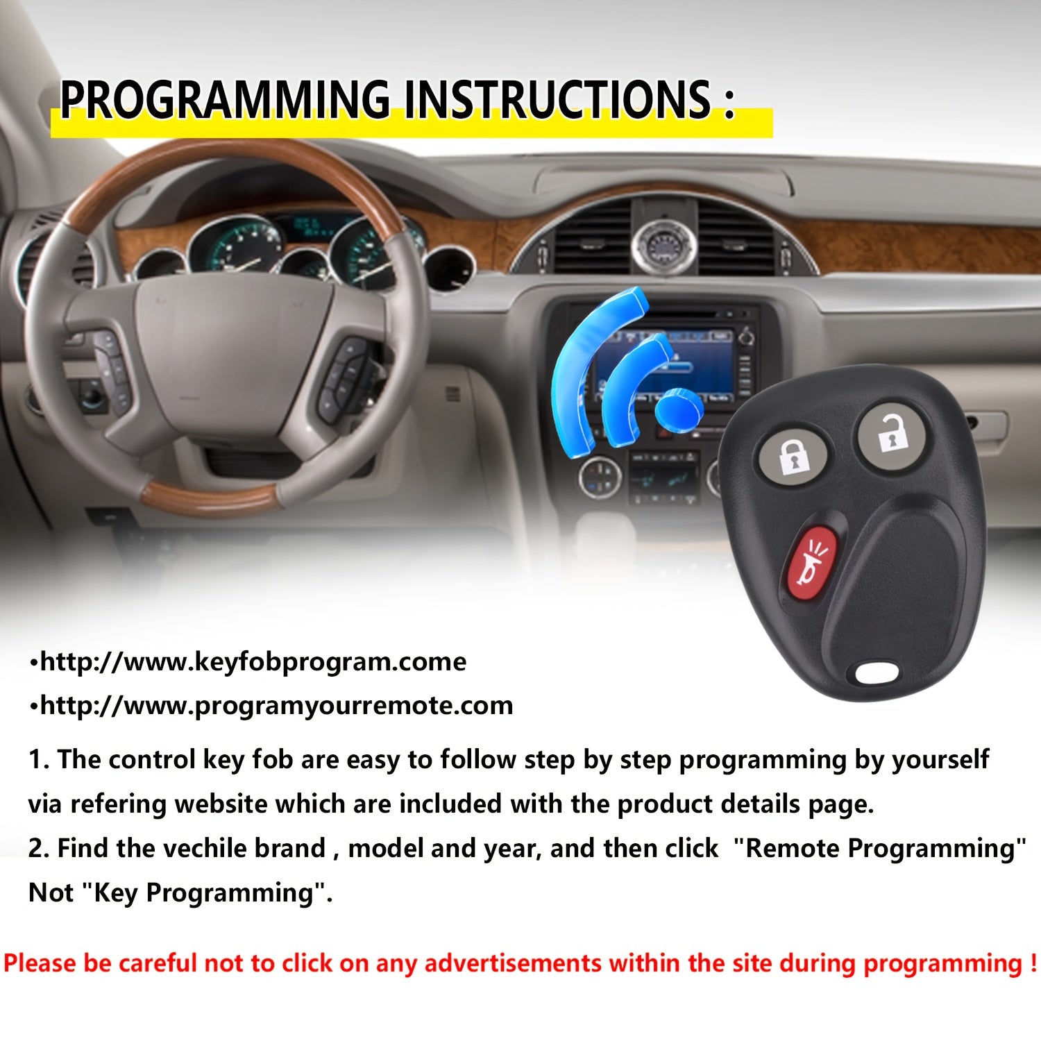 Keyless Remote Fob for Chevy Silverado Tahoe GMC Yukon Escalade Model LHJ011