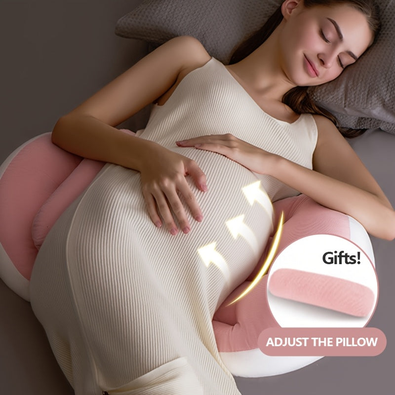 U-Shaped Ergonomic Maternity Pillow for Side Sleepers Lumbar and Belly Support Soft Polyester