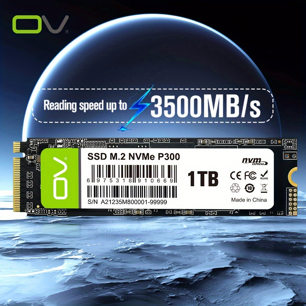 OV PCle 3.0x4 NVMe M.2 2280 SSD, 3500MB/s o'qish tezligi, SLC Cache 3D NAND TLC bilan, 256GB, 512GB va 1TB hajmida PC, stol va noutbuk saqlash uchun mavjud.