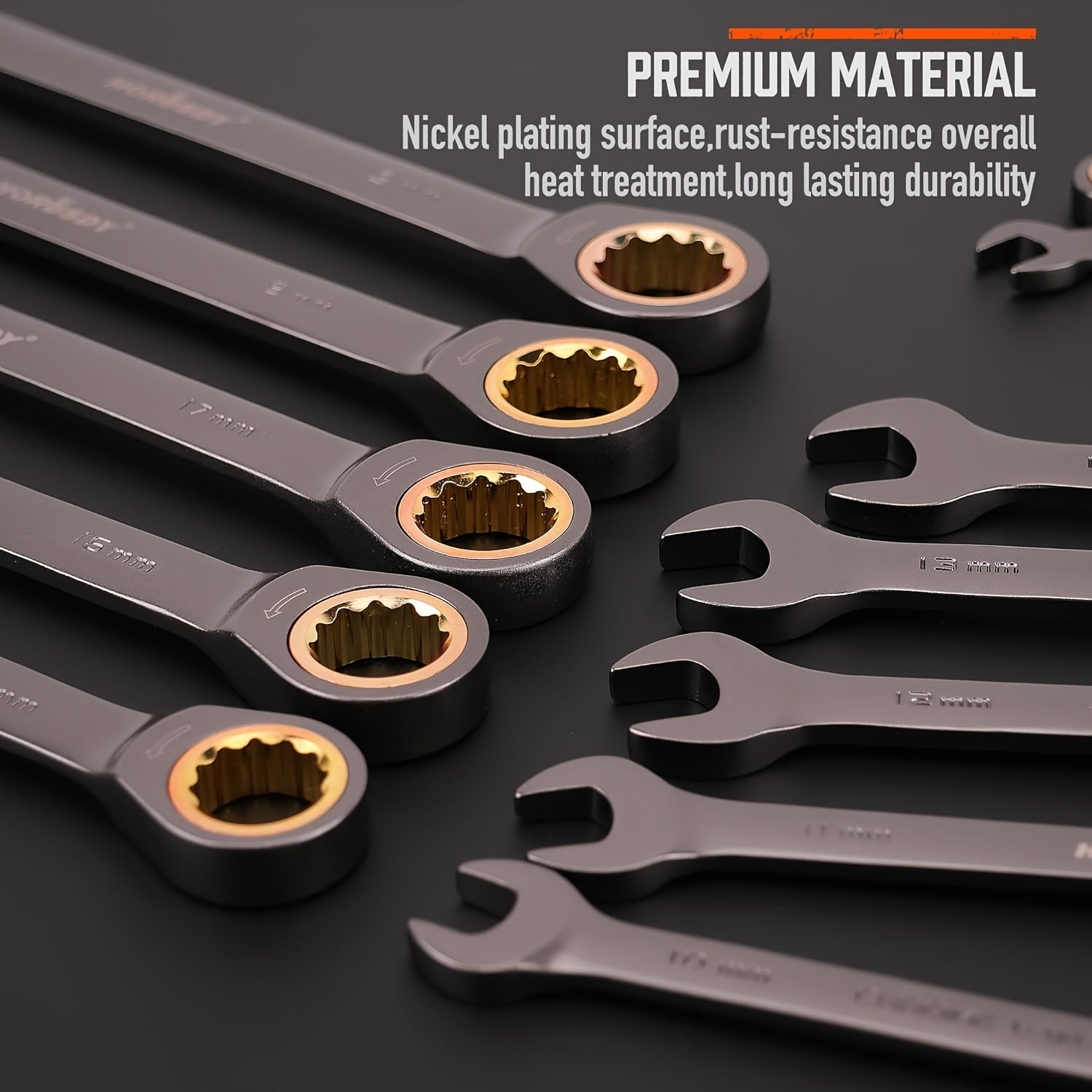 12-Piece Metric Ratchet Wrench Set Chrome Vanadium Steel 8-19mm Organizer