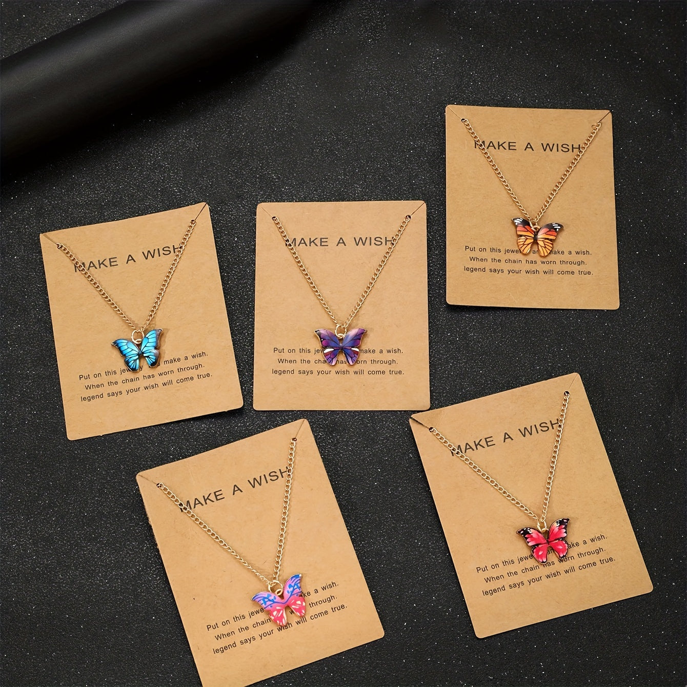 Vintage Butterfly Jewelry Set for Women 5pcs Multi-Element Pendant Necklace Earrings Ring