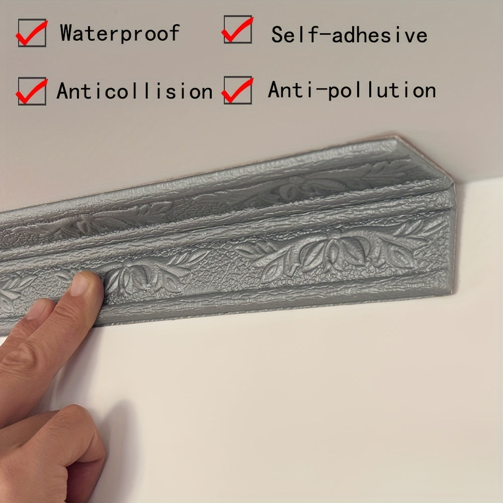 Waterproof XPE Foam Baseboard Molding Trim with Floral Design for Wall Protection and DIY Decor