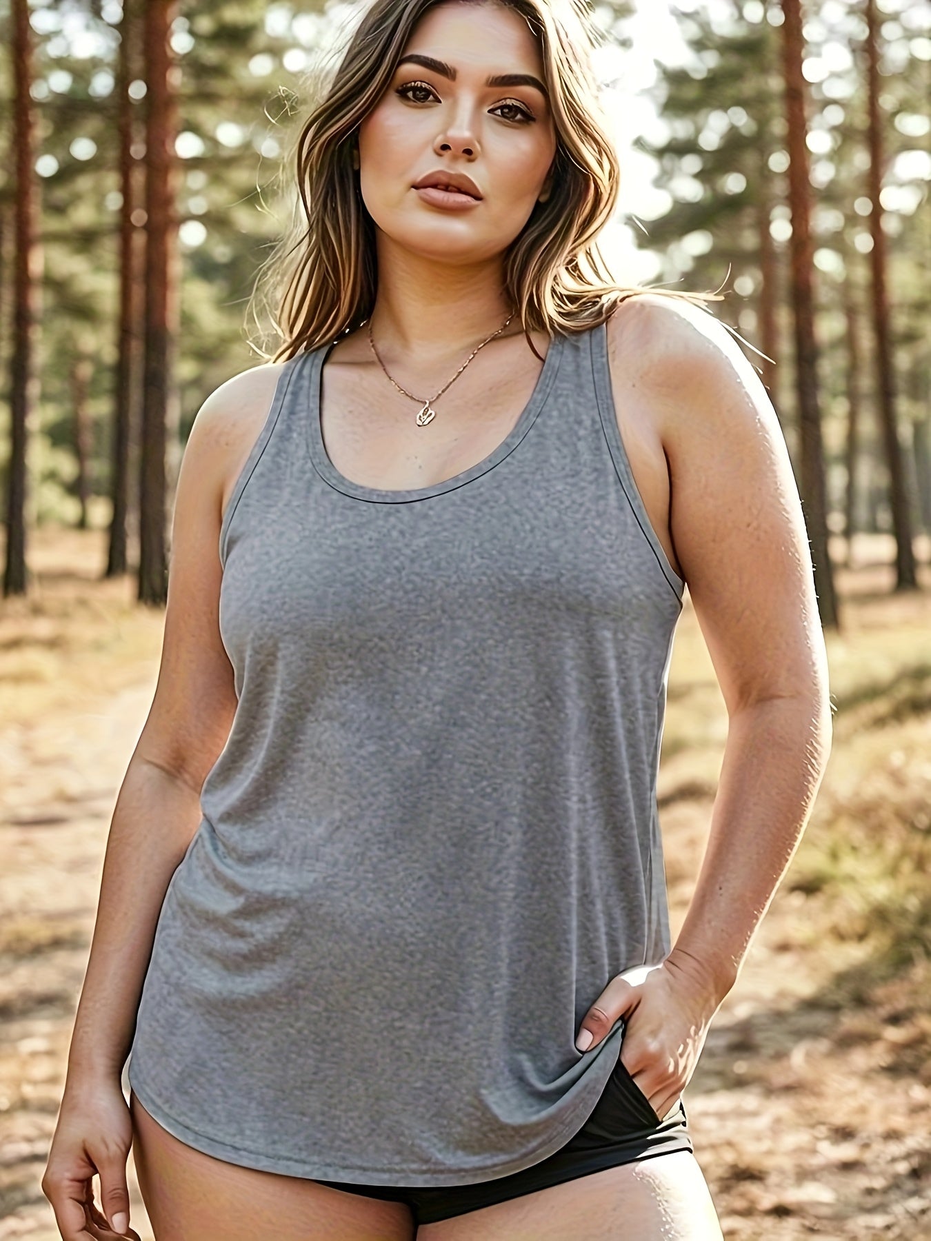 Plus Size Women's Sleeveless Tank Top Breathable Elastic Fit for Yoga Workout