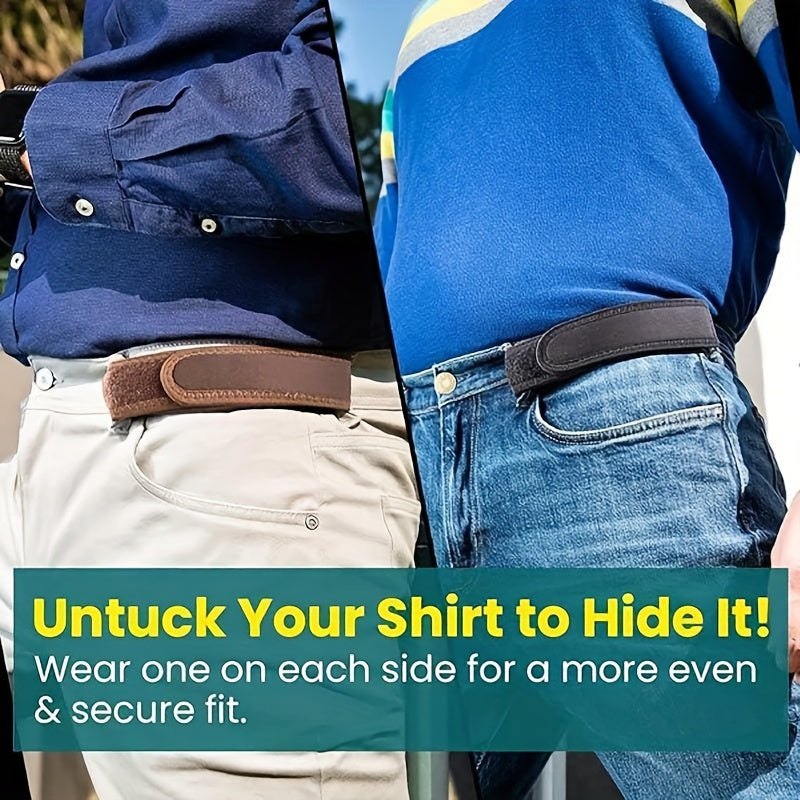 Set of 2 Unisex Elastic Waistbands No-Buckle Stretch Adjustable Nylon Straps