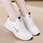 Women's White Lightweight Chunky Sneakers Low Top Casual All-Season Rubber Sole