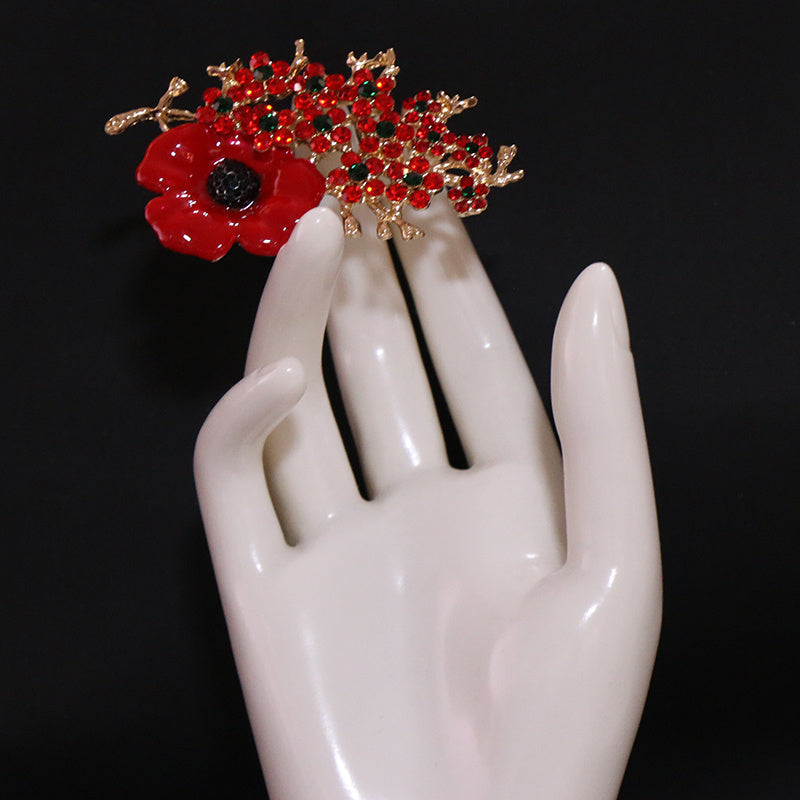 Women’s Christmas Brooch Enamel Pin with Red and Green Accents Irregular Shape