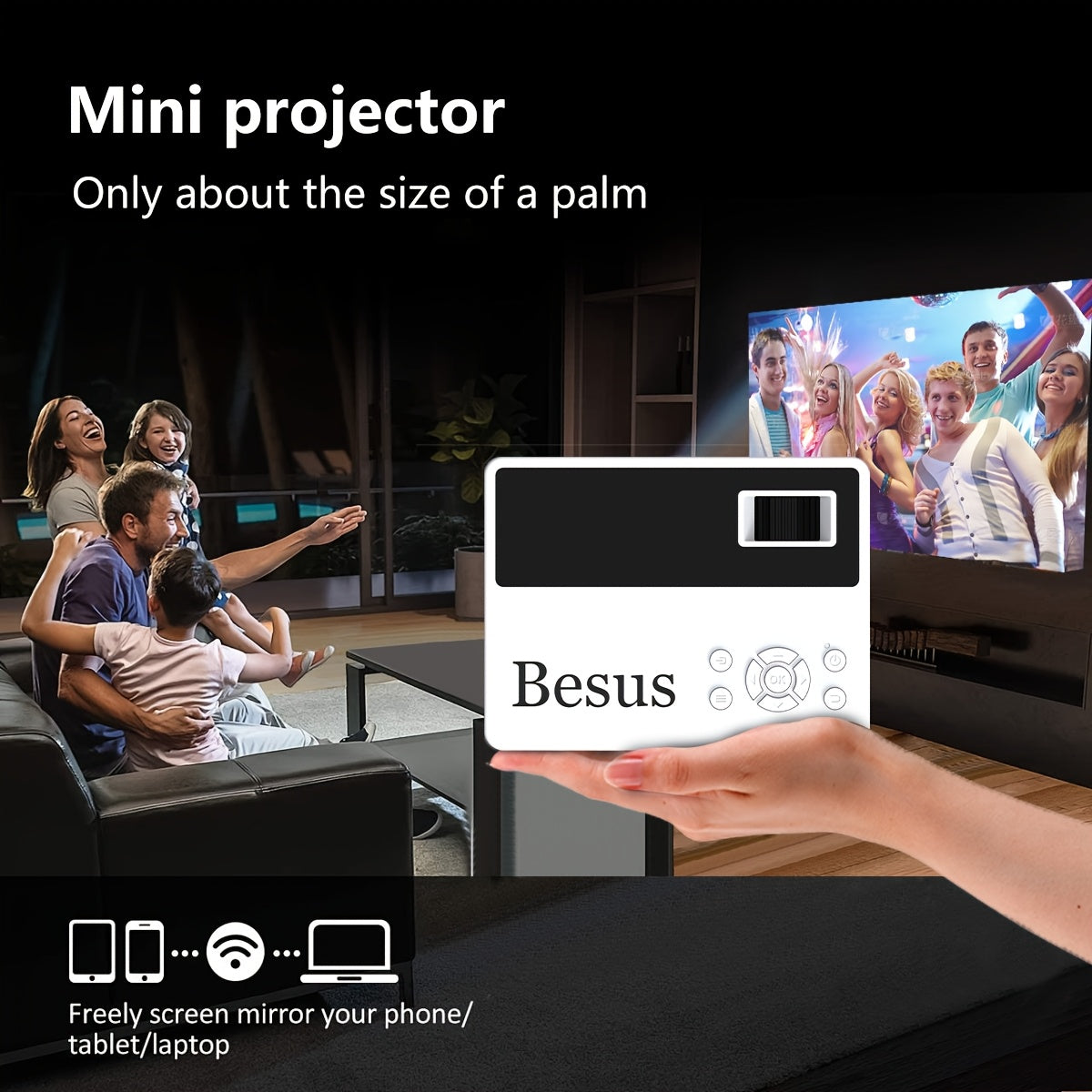 Mini Portable Video Projector with 5000 Lumens HD 1080P Support