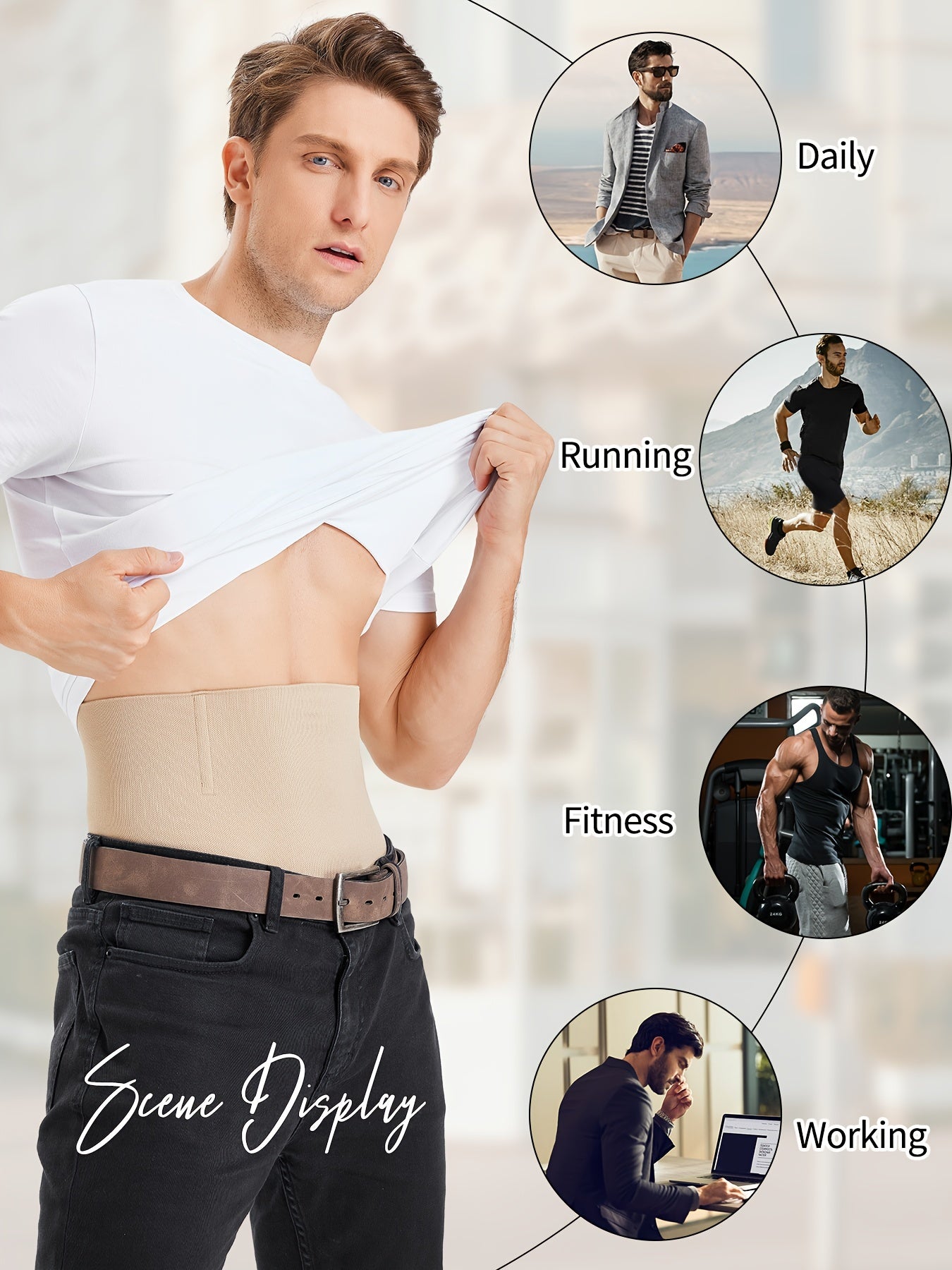 Men's High-Compression Seamless Tummy Control Shorts Breathable Nylon Spandex Slimming Body Shaper