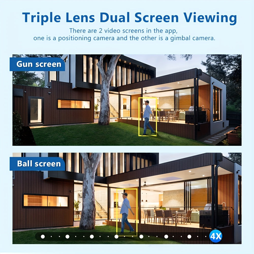 4K 8MP WiFi Security Camera with Human Detection Auto Tracking PTZ Night Vision Dual Lens Indoor Outdoor