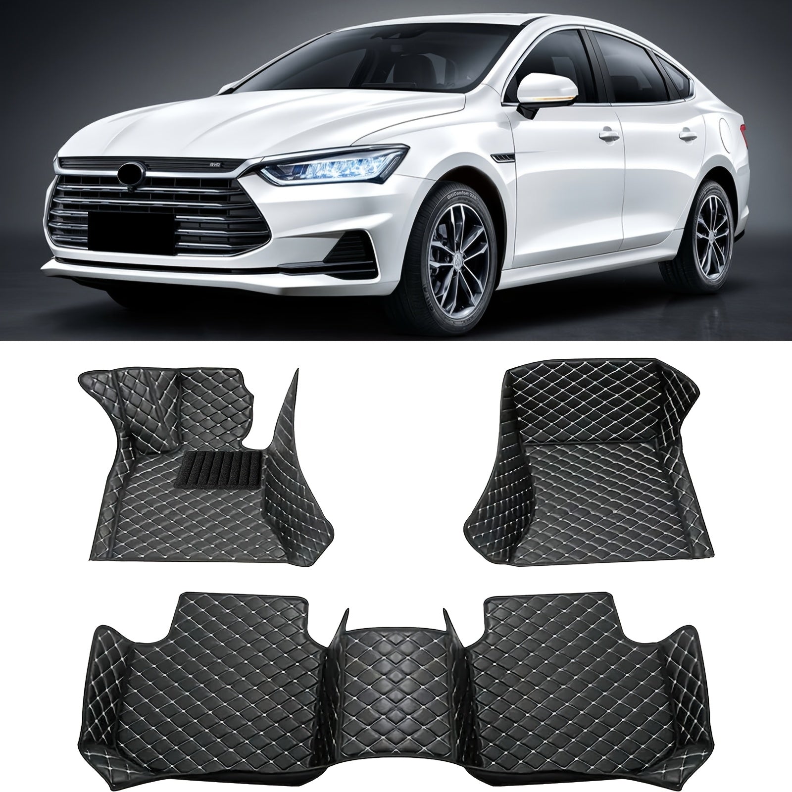 Набор ковриков для автомобиля из искусственной кожи 3D для всех погодных условий, прочный, для автомобилей с левым рулём