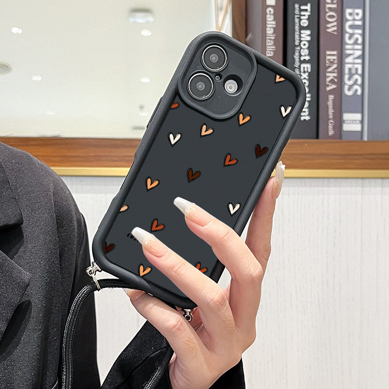 Heart Pattern Lanyard Phone Case for iPhone with Anti-Shock Shell and Lens Protection