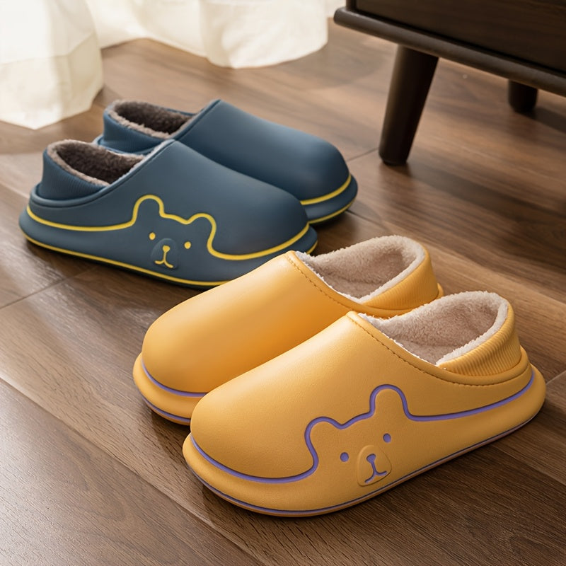 Women's EVA Slip-On House Shoes with Bear Face Design, Non-Slip Sole