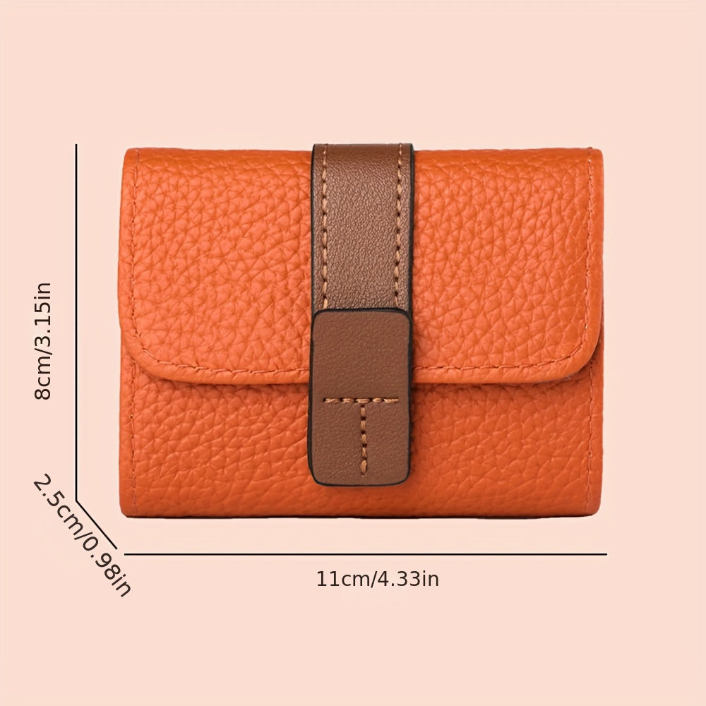 Women's Colorblock Short Wallet with Multiple Card Slots and Snap Closure