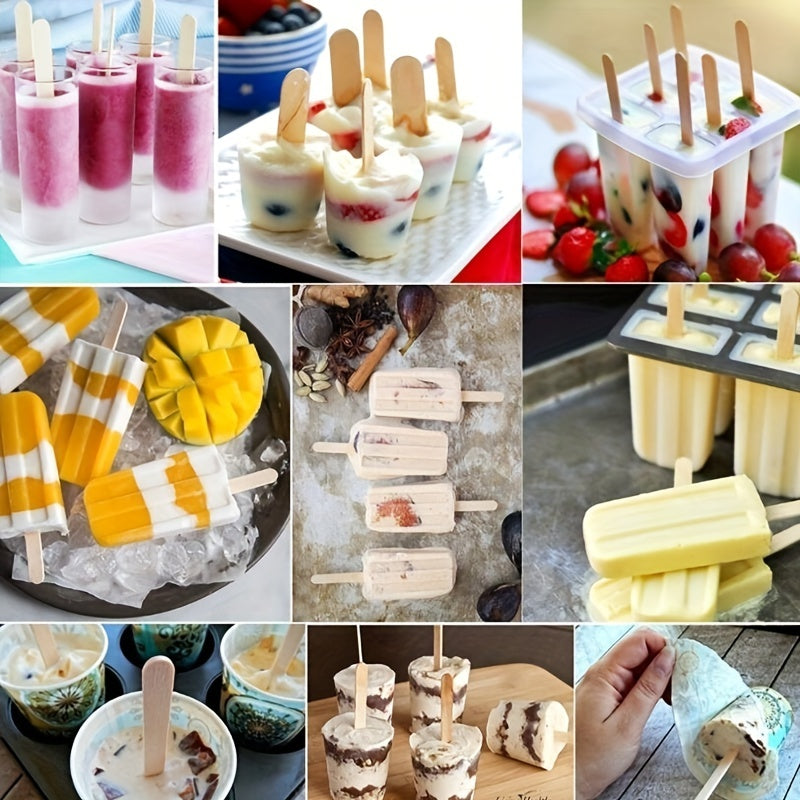50 Natural Wood Craft Sticks for DIY Popsicle Ice Cream Crafts Kitchen Accessories