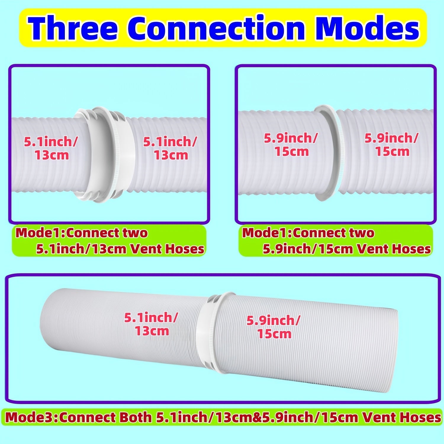 Portable Air Conditioner Hose Connector Fits 12.95cm & 15.24cm No Electricity Needed