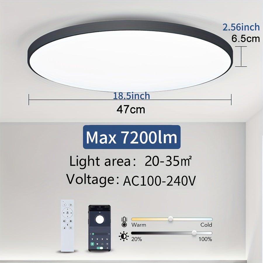 Smart Ceiling Light 18-80W Dimmable LED App Remote Control Adjustable Moisture Proof for Bedroom Living Room