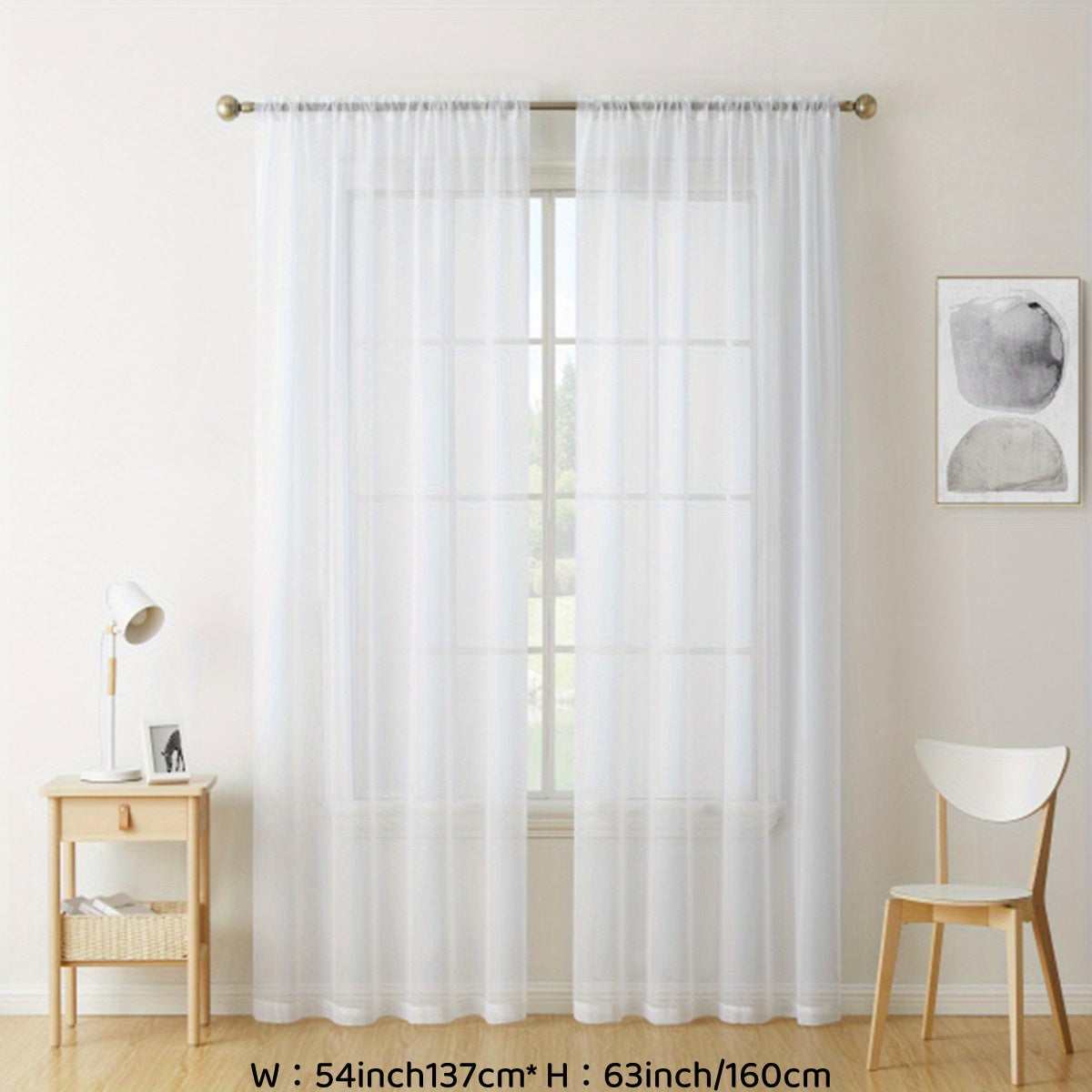 Sheer Voile Curtain Panels for Living Room Bedroom Kitchen Semi-Transparent Polyester