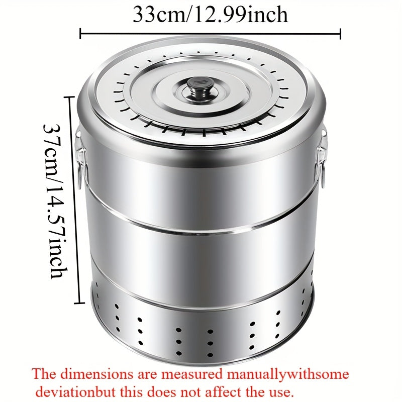 Portativ tutunsiz ko'mir qopqog'i bilan zanglamaydigan po'latdan yasalgan atrofdagi osilgan pech, ochiq havoda tutunli grill. 60 ta shish, 2 ta ziravorlar shishasi, 1 ta grill tarmog'i va 10 ta fixatorni o'z ichiga oladi. Oson