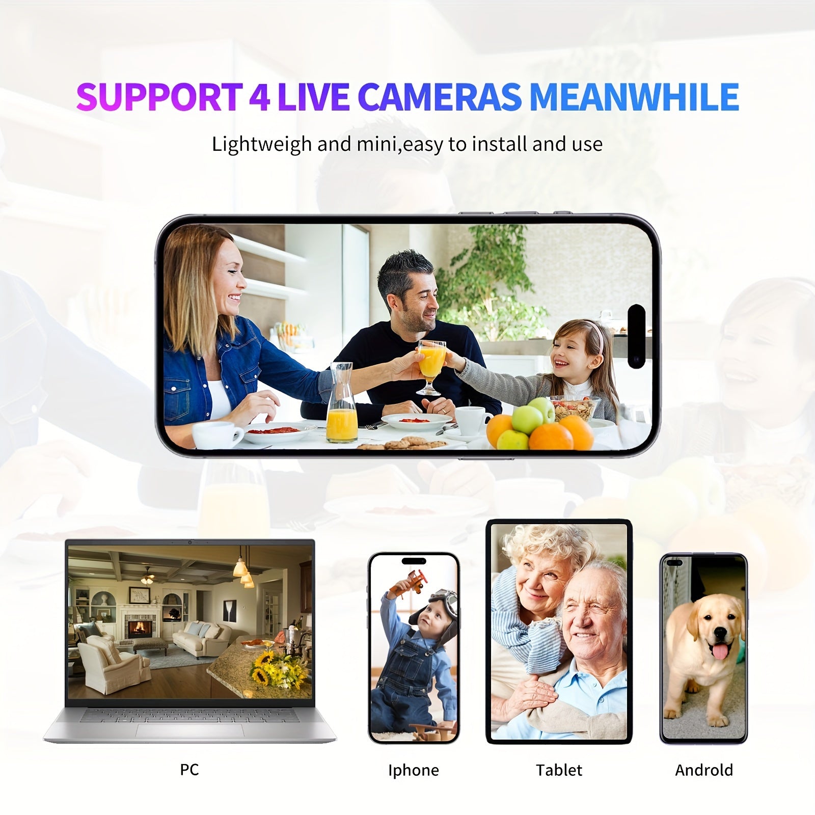 Magnitli ulanish, WiFi aloqasi va masofadan ko'rish imkoniyatlari bilan jihozlangan ixcham xavfsizlik kamerasi uy xavfsizligi uchun.
