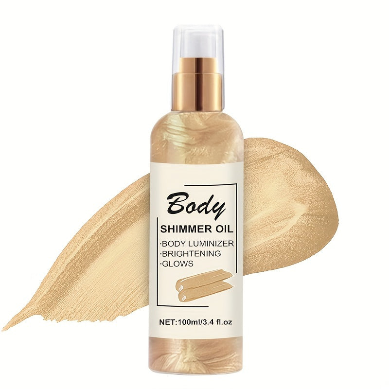 100ml Body Shimmer Oil with Golden Bronze Glow Moisturizing Illuminating for All Skin Types
