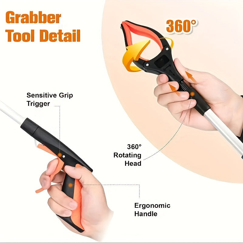 Heavy-Duty Elderly Extendable Garbage Picker 32-Inch Metal Grabber Tool