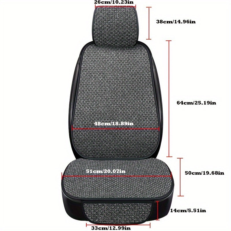 Conjunto de cojines para asiento de coche de lino transpirable, antideslizante, para todas las estaciones, universal