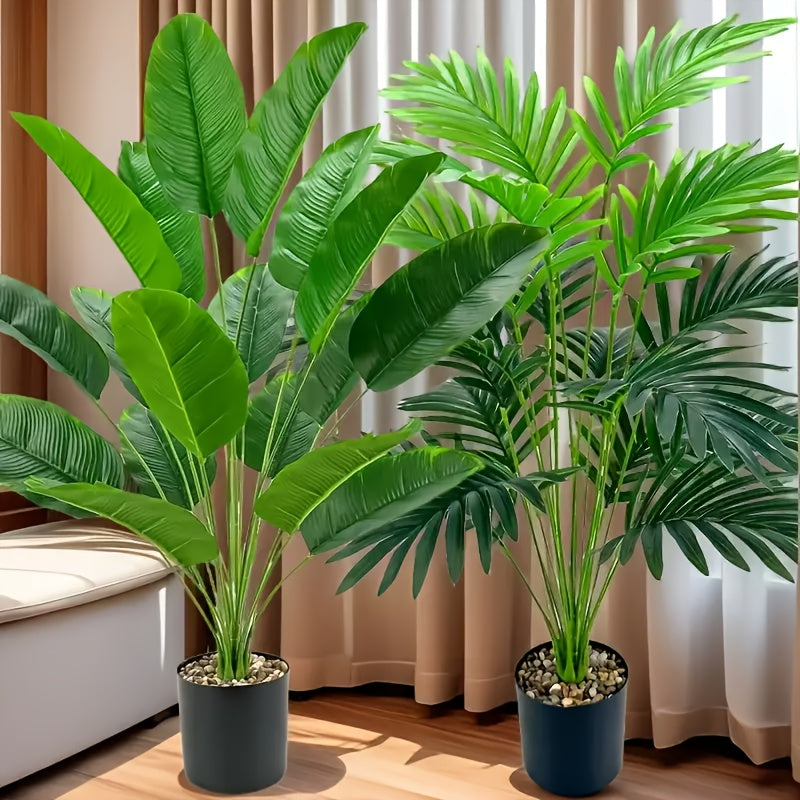Juego de 2 plantas de palma artificial para decoración de hogar y oficina primavera verano plástico