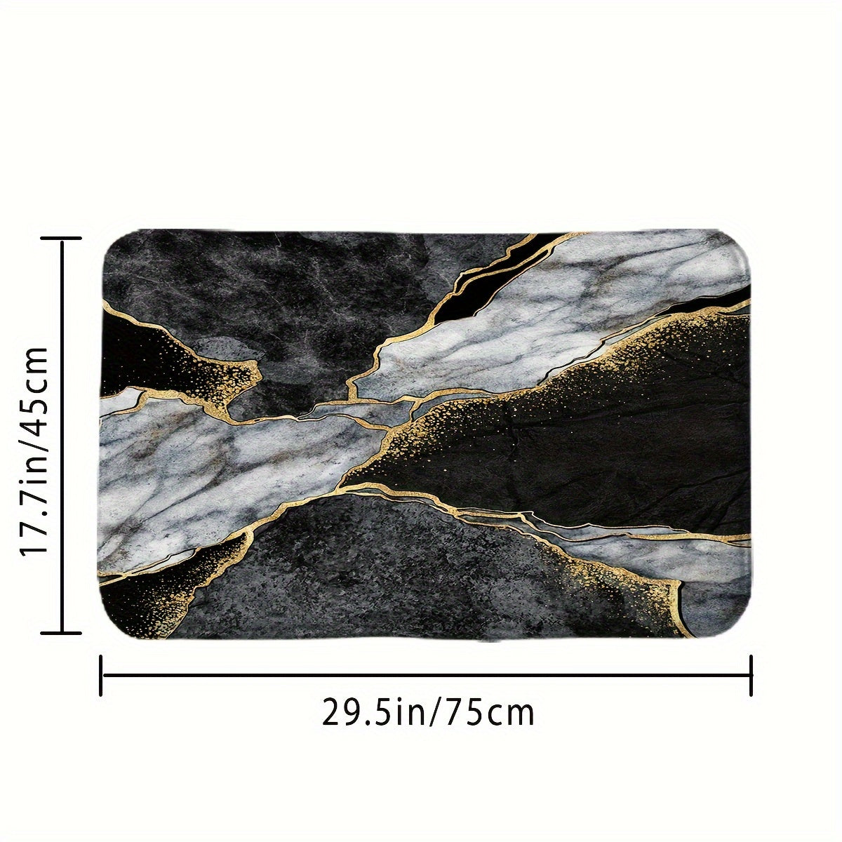 Marble Texture Shower Curtain Set with Black White Gold Crack Pattern Includes Hooks Bathroom Accessories