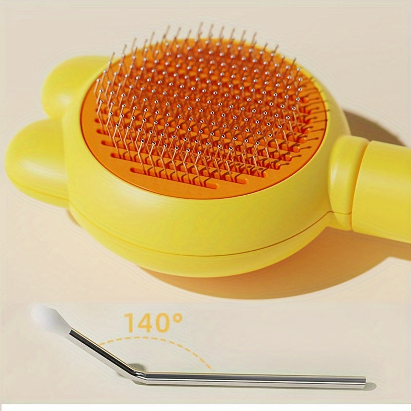 Self-Cleaning Slicker Brush for Cats and Dogs Stainless Steel Bristles Ergonomic Handle