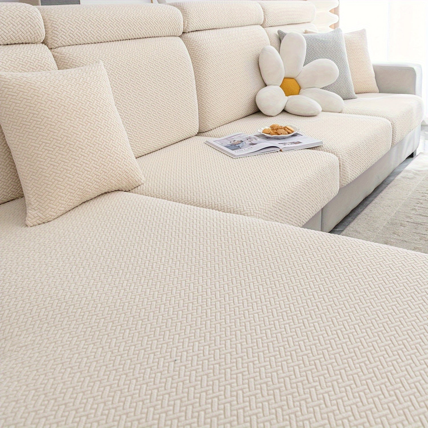 Checkered Polar Fleece Sofa Cover Universal Fit Machine Washable Multi-Purpose