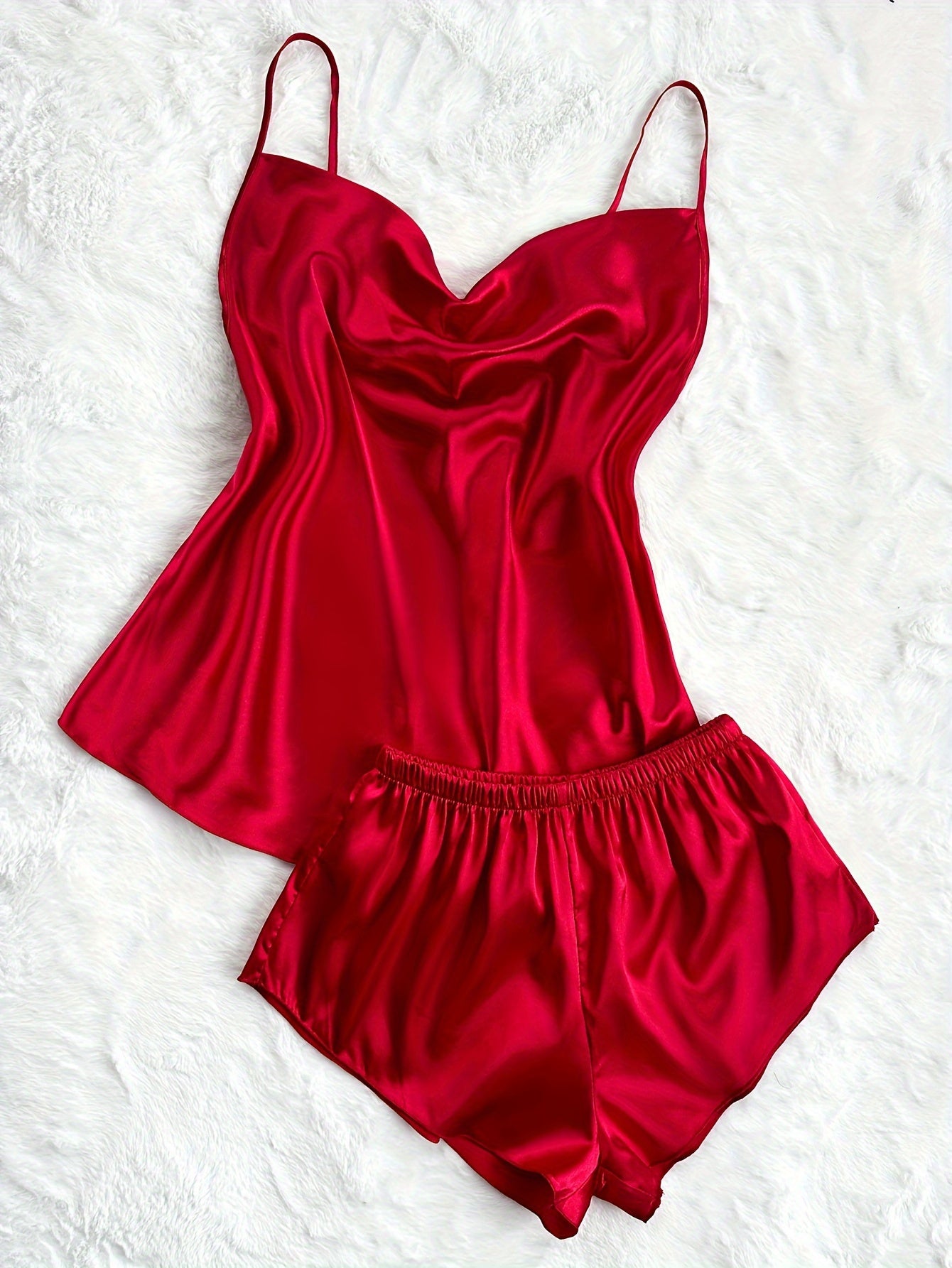 Conjunto de pijama de satén para mujer con top sin espalda y pantalones cortos para ropa de noche de verano