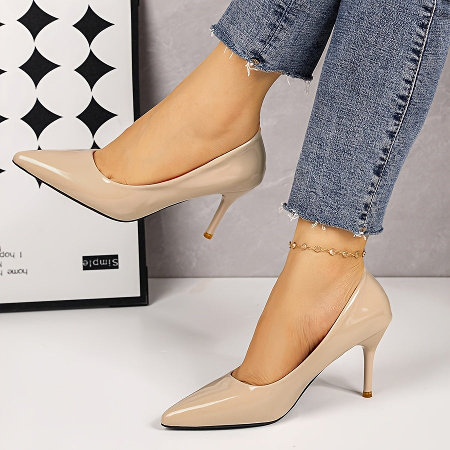 Women Black Pointed Toe High Heels Shoes for Parties Weddings Work