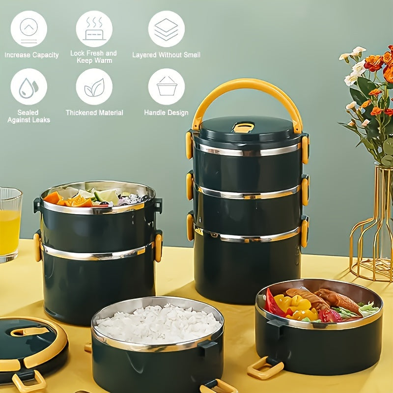 Large Capacity Three-Layer Stainless Steel Food Storage Container