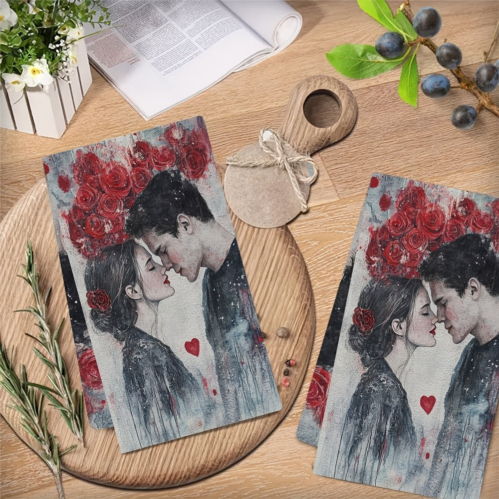 Valentine's Day Kitchen Towels 16x24 Inches Ultra-Soft Absorbent Set